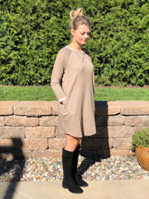 Mocha 3/4 Sleeve French Terry Dress