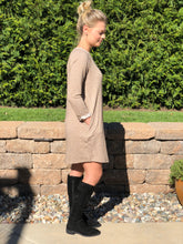 Mocha 3/4 Sleeve French Terry Dress