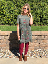 Olive Embroidered Dress