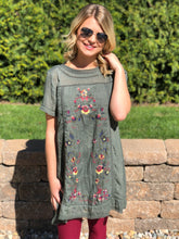 Olive Embroidered Dress