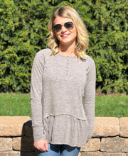 Mocha Peplum Long Sleeve Top