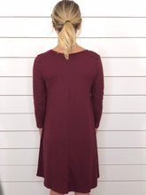 Burgundy Lace V Neck Swing Dress