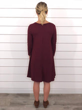 Burgundy Lace V Neck Swing Dress