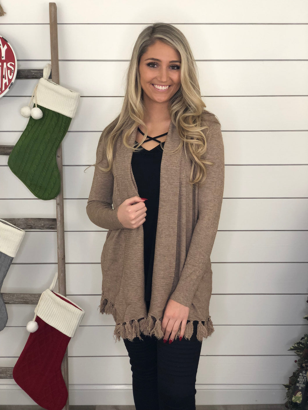 Mocha Tassel Cardigan