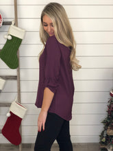 Plum Rolled Sleeve Blouse