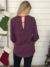 Plum Rolled Sleeve Blouse