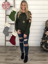 Olive Ladder Sleeve Top