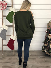 Olive Ladder Sleeve Top