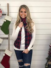 Navy/Red Cotton Mock Neck Flannel Vest
