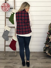 Navy/Red Cotton Mock Neck Flannel Vest