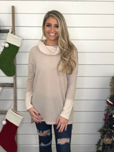 Cream Waffle Knit Cowl Neck Tunic
