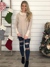Cream Waffle Knit Cowl Neck Tunic