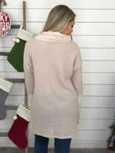 Cream Waffle Knit Cowl Neck Tunic