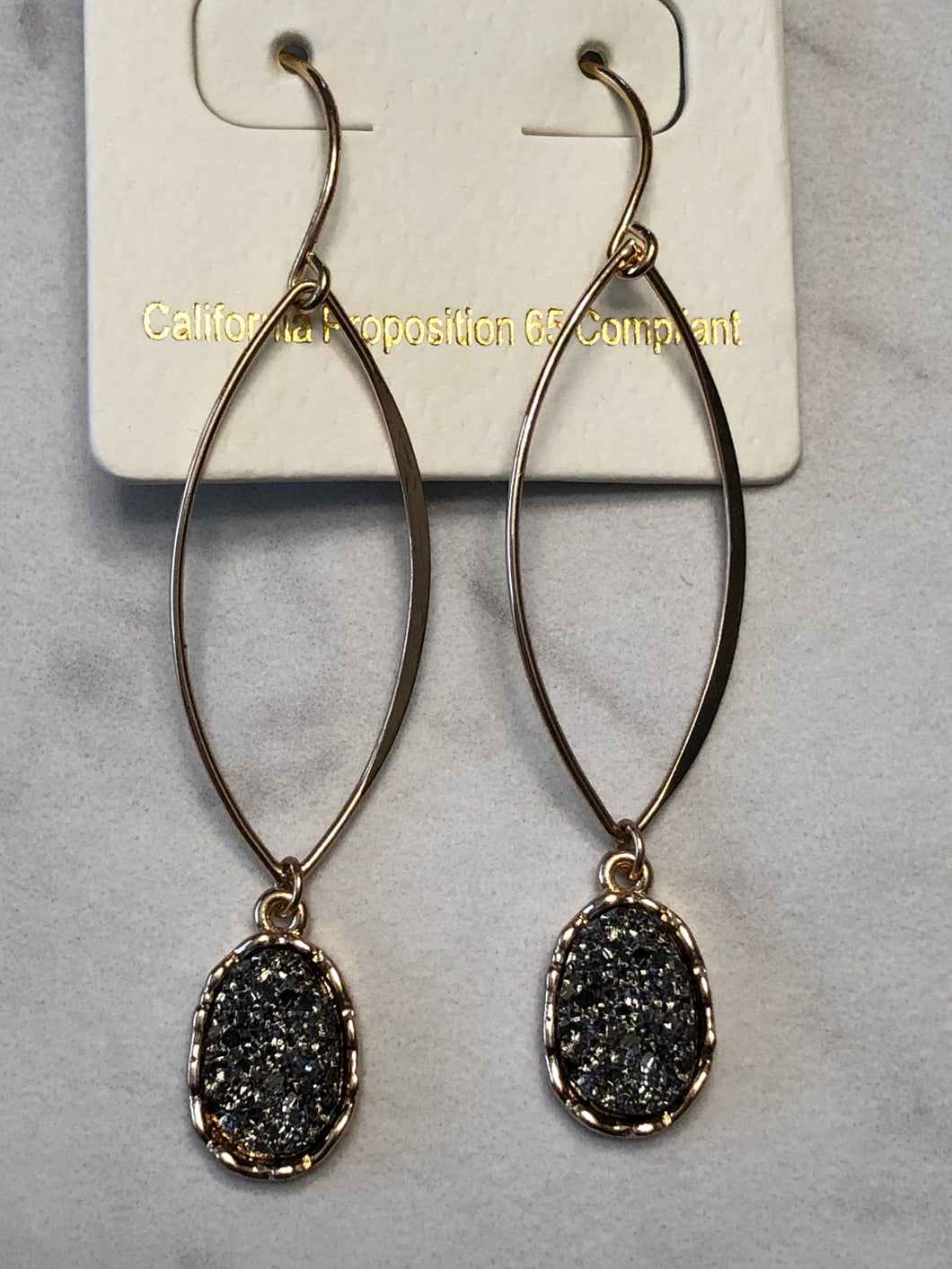Black Druzy Drop Earrings