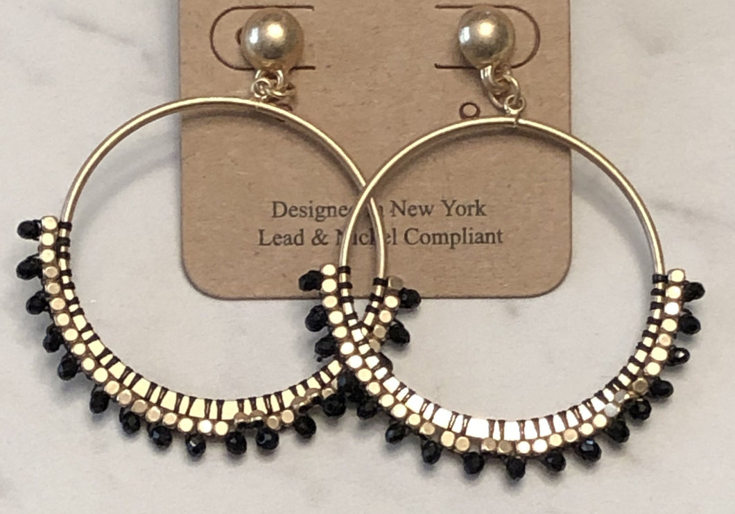 Black and Gold Hoop Earrings