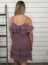 Mauve Cold Shoulder Ruffle Dress