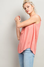 Peach Tassel Neck Tie Crochet Sleeveless Top