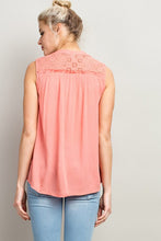 Peach Tassel Neck Tie Crochet Sleeveless Top
