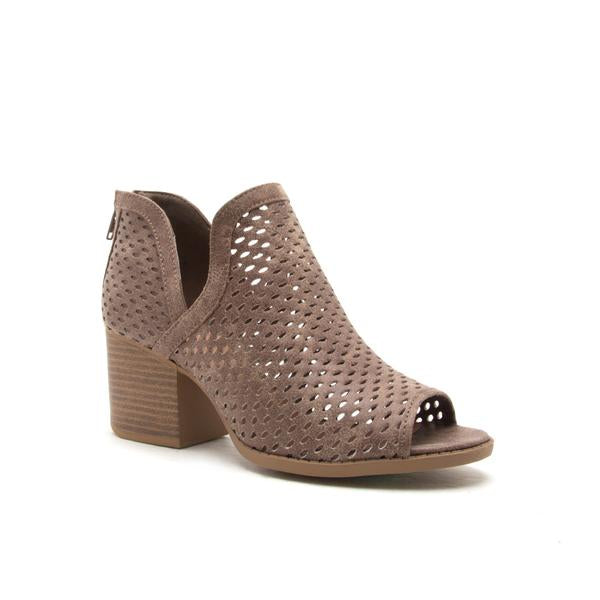Saydee Distressed Taupe Peep Toe Bootie