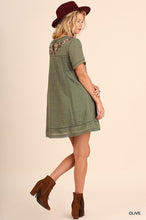 Olive Embroidered Dress