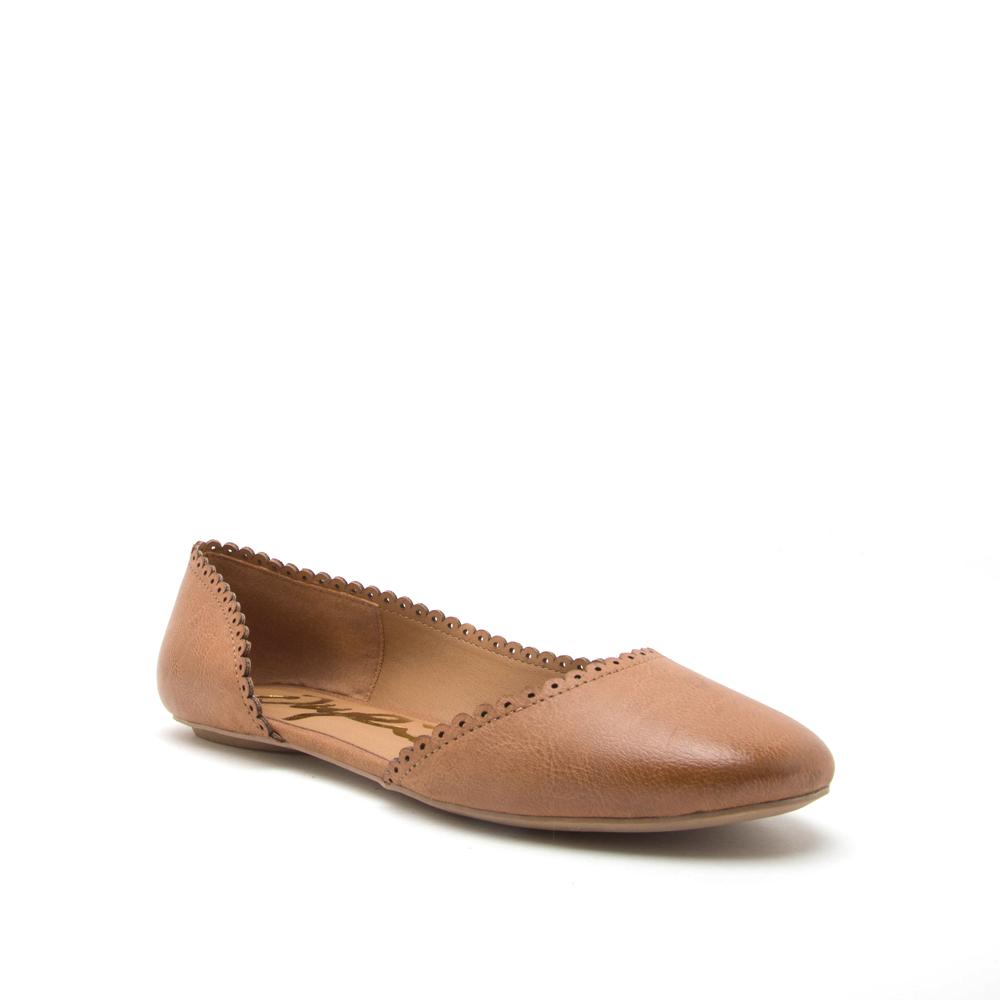 Camel Scalloped Ballerina Flats