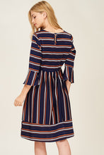 Washed Dull Satin Multi Striped Dress