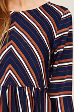 Washed Dull Satin Multi Striped Dress