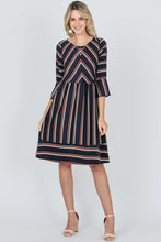 Washed Dull Satin Multi Striped Dress