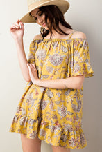 Floral Cold Shoulder Tunic with Ruffle Sleeve