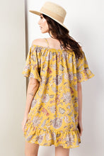 Floral Cold Shoulder Tunic with Ruffle Sleeve