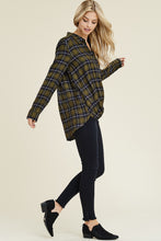 Green Plaid Twisted Hem Top