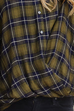 Green Plaid Twisted Hem Top