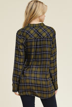 Green Plaid Twisted Hem Top