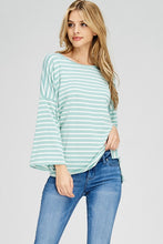 Mint Stripe 3/4 Wide Sleeve Top
