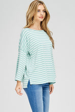 Mint Stripe 3/4 Wide Sleeve Top