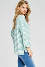 Mint Stripe 3/4 Wide Sleeve Top