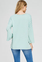 Mint Stripe 3/4 Wide Sleeve Top