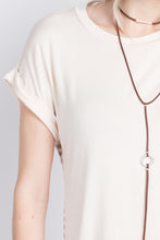 Oatmeal Solid Striped Contrast Top