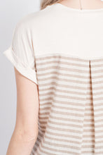 Oatmeal Solid Striped Contrast Top