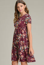 Plum Floral Short Sleeve Dress