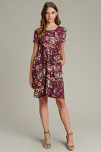 Plum Floral Short Sleeve Dress