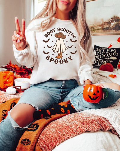 Boot Scootin' Spooky Sweatshirt - White