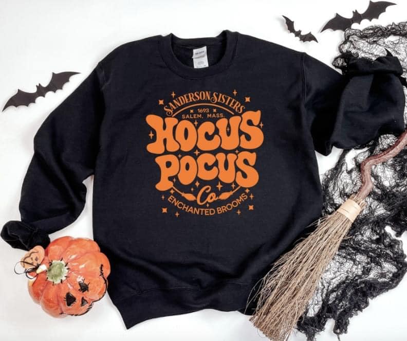 Hocus Pocus Orange on Black Sweatshirt