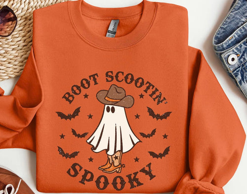 Boot Scootin' Spooky Sweatshirt - Burnt Orange