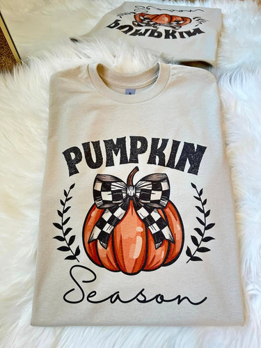 Pumpkin Season Checkered Coquette Tee