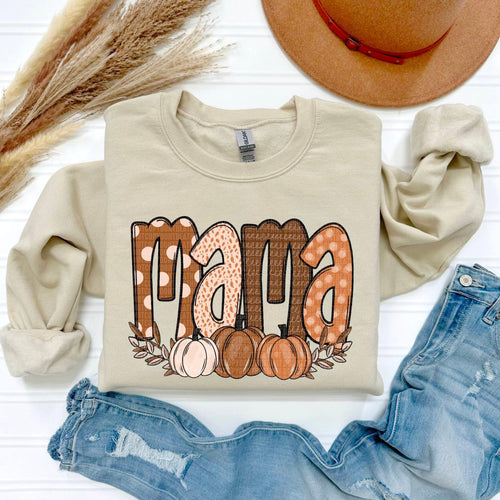 Fall Mama Pumpkins Sweatshirt - Taupe