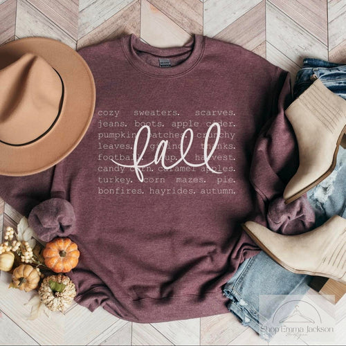 Fall Words Sweatshirt - Heather Burgundy