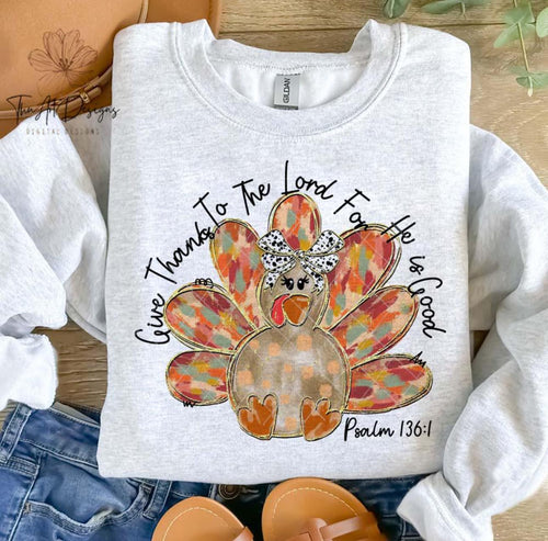 Give Thanks to the Lord Turkey Sweatshirt - Ash Gray