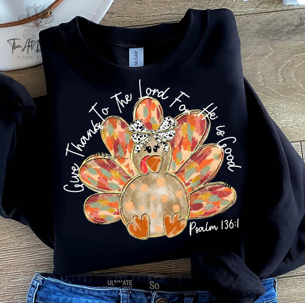 Give Thanks to the Lord Turkey Sweatshirt - Black