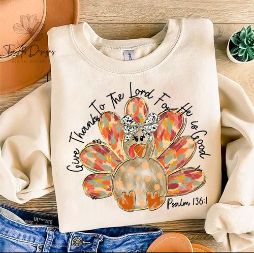 Give Thanks to the Lord Turkey Sweatshirt - Sand